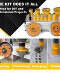 Get Your Renovation Done Right With This Badass 14 Pc Diamond Tile Hole Saw Kit Including Sizes From 6 Mm To 100 Mm Plus Chamfer Bits And Heavy Duty Diamond Blade For Smooth Drilling In Marble Ceramic And Porcelain Tile No Sweat Guaranteed. Displaying diamond hole saws for cutting, chamfering, enlarging, and drilling.