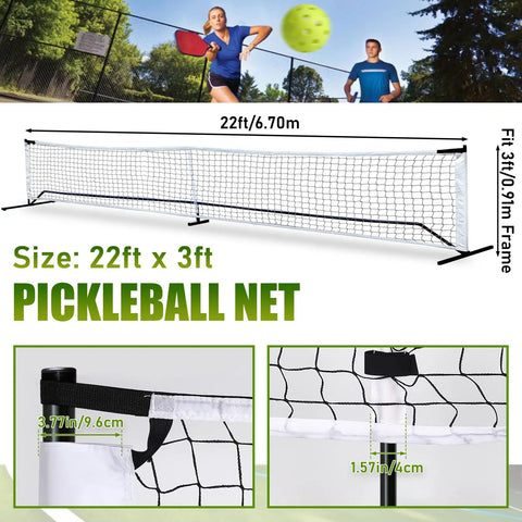 Pro Grade Official Regulation 22 By 3 Foot Pickleball Replacement Net For Indoor And Outdoor Play With Durable Polyester Webbing And White Vinyl Band Center Strap Design Fits Most Free Standing Portable Net Systems