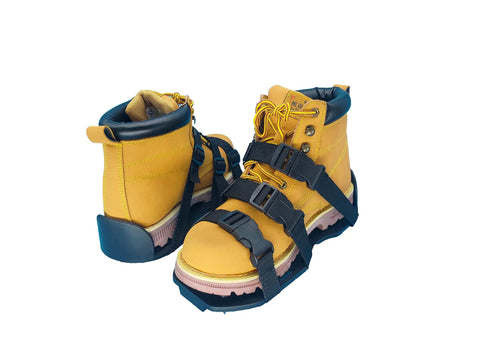 Gunite Epoxy Floor Spiked Shoes With Three Quarter Inch Short Spikes, Pro Grade Traction Gear For Epoxy Cover Installations, New Design Plate Spiked Shoes, Fully Assembled One Pair, Black shown on work boots
