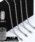 Stainless Steel Ball Bead Chain 50 Ft Spool Kit With 4.5 Mm Beads And 10 Connectors Size 10 Gauge for DIY crafts and jewelry