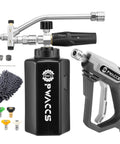 Pressure Washer Foam Gun With Dual Connector, Foam Cannon And Double Tip Attachment Car Wash Kit, 1.5 L, black container