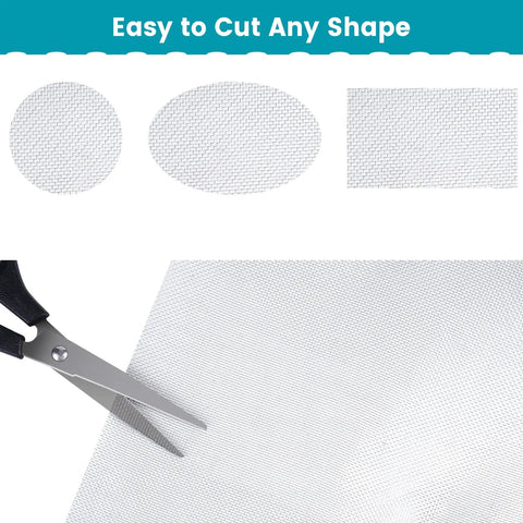 Stainless Steel Window Screen Roll 36x200 Inches With Stab-Resistant Gloves Pet Proof Mesh Replacement being cut with scissors