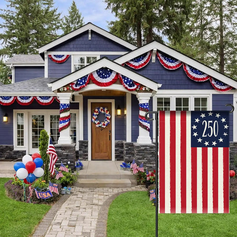 Patriotic Garden Flag Celebrating 250 Years Of America With Double Sided USA Flag For Yard Fourth Of July Outdoor Decor