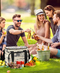 Group enjoying picnic with Desert Horseback Riding Insulated Lunch Bag Leakproof Cooler For Picnics And Beach Days on grass