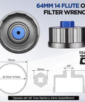 64mm 14 Flute Oil Filter Wrench With 64mm 14 Flute Aluminum Cartridge Removal Tool Fits Toyota Lexus Like A Glove And Saves Your Knuckles When You Are Cranking Out Oil Changes In The Driveway.