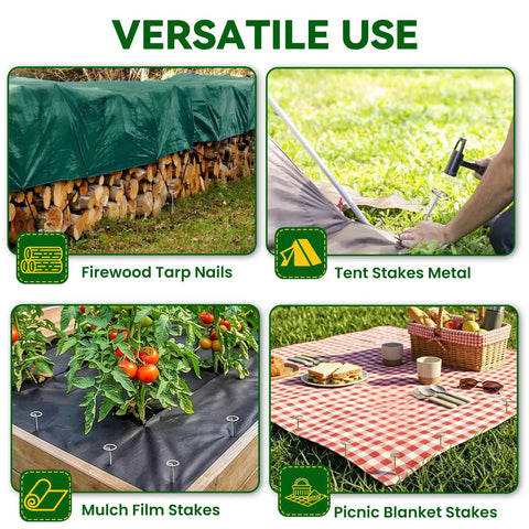 Heavy Duty 6 Inch Galvanized Landscape Staples 8 Gauge 200 Pack for landscape fabric, tents, mulch, and picnic blankets