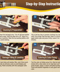 Step-by-step instructions for No Sweat Leather And Vinyl Repair Kit For Car Seats Couches And Furniture With Color Matching Patches.