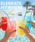 Clear Drink Pouches For Adults 16.9 Oz Freezable Reusable Bags With Straws Leakproof Party Ready For Juices Smoothies Mocktails