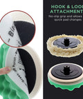 Pro Buffing And Polishing Kit For Car Detailing, 6 Pad Set With Five Waffle Foam Pads And One Wool Pad, 8 Inch Polisher Pads