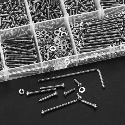 1110 Pcs M2 Screws Kit With Stainless Steel Button Head Socket Cap Screws Nuts Washers And Fully Threaded Bolts Assorted Metric Screw Set For Electronics All In One DIY Projects Robotics And General Hardware Use