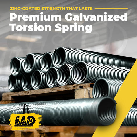 Garage Door Torsion Spring 243x2x28 Replacement In Galvanized Steel With Red Cone on a pallet