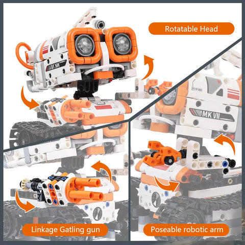 Close-up of 3 In 1 Remote And App Controlled STEM Robotics Kit For Kids Ages 8 To 12, 560 Piece Building Set with versatile features