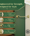 Durable Brass Storage Hook With Swivel Eye Latch For Cabinets And Doors, Easy Install, Rust Resistant showcased on a green door