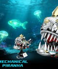 Mechanical Piranha Building Set With Multi Joint Linkage Fish That Works With Lego Animal Bricks Dope For Book Shelves Or Home Office Decor, ocean view