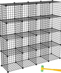 Dope Metal Storage Cubes Set For Shelving And Closet Organization Great For Bedroom Living Room And Office Black Sixteen Cubes Set Stackable Modular Bookshelf System