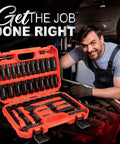Three Eighths Inch Drive Socket Set For Any Garage Pro 95 Pieces Impact Kit With Cr V Steel SAE And Metric 6 Point Sockets in use