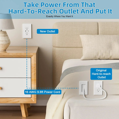 In-Wall Cable Management Kit With Recessed Outlet Box For Wall Mounted TV, 9.8 ft extender used by nightstand