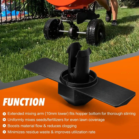 Durable Universal Fit Lawn Spreader Replacement Parts With Pro Grade Anti Clog Mechanism in garden setting.