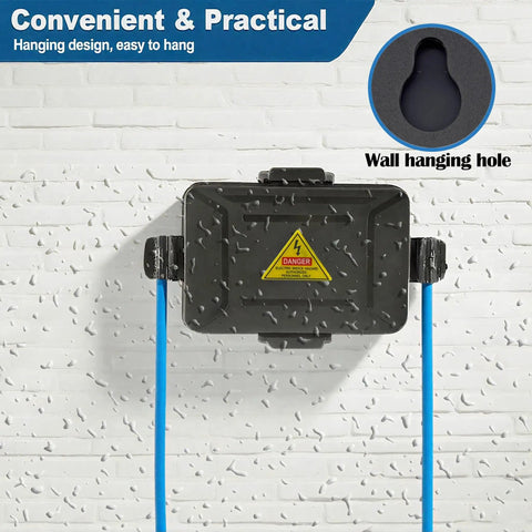 Mini Outdoor Electrical Box IP54 Waterproof Extension Cord Cover Weatherproof Junction Box for Plug Power Cord and Festive Lights two pack.