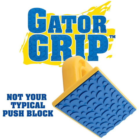 Jointer Push Blocks For Woodworking Pro Grade Safety with Gator Grip, blue no-slip grip for router tables and bandsaw, close-up