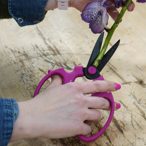 Floral Scissors Set Of 3 With Carbon Steel Blades For Precise Flower Pruning And Arranging, Three Sizes In Warm Colors, Ultra Sharp