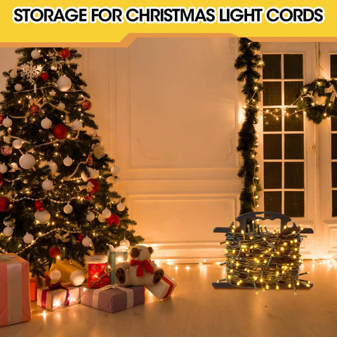Heavy Duty Extension Cord And Hose Reel With Carrying Handle For Easy Yard Setup in Christmas decor setting