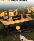 3000W Pure Sine Wave Inverter For RV And Off Grid Power 24V DC To 110V 120V AC 4 AC Outlets Remote Control Type C PD30W USB QC3 Quick Charging with remote control on outdoor table