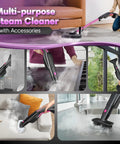 Heavy Duty Steam Mop Cleaner With Self Standing Base And Swivel Head High Temp Handheld Steamer For No Sweat Cleaning Crumbles Stubborn Grime Straight Off Hardwood Laminate Tile Fast in use on various surfaces.