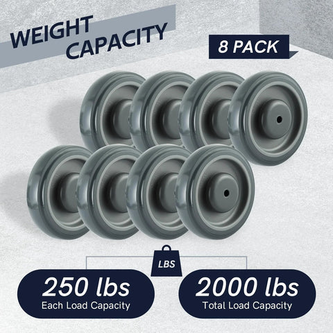 5 Inch Shopping Cart Replacement Wheels Kit 8 Pack With Polyurethane Tread And Stepped And Full Tread Face Caster Wheels