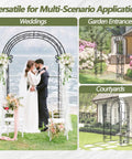Versatile Metal Garden Arch Gate 51 Inch Long By 88 Inch Tall, rustproof steel trellis in wedding, garden entrance, courtyard settings.