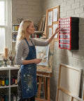 Artist using Small Parts Organizer With 39 Removable Bins With Dividers And Optional Wall Mount Or Desktop Stand for art supplies