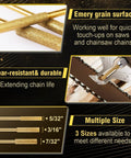 18Pcs Titanium Plated Chainsaw Sharpening Bits Set for chains includes 5/32 inch, 3/16 inch, 7/32 inch sizes for durable sharpening