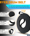 All In One Dryer Repair Kit With Drum Rollers Idler Pulley And Belt For Whirlpool Amana Maytag KitchenAid Dryers belt close-up