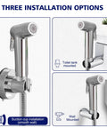Handheld Toilet Bidet Sprayer With 59 Inch Anti Burst Hose Chrome Finish Flexible Jet Spray installation options
