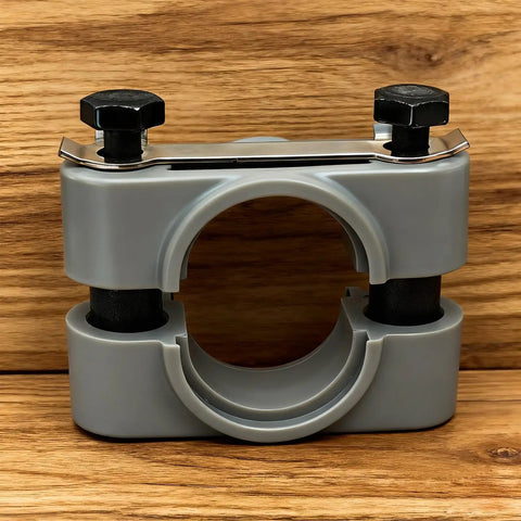 Heavy Duty Steering Stem Bushing And Collar And Seal Washer Kit For Yamaha ATVs, close-up of gray plastic and metal components