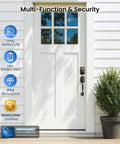 KS02A Fingerprint Keyless Entry Door Lock With Auto Lock And Electronic Keypad Deadbolt installed on a front door.