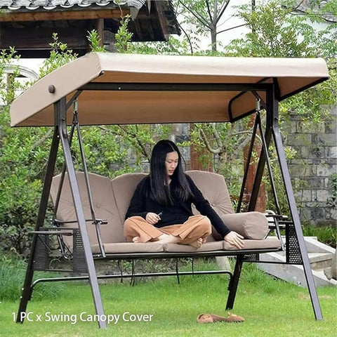 Replacement Canopy For Outdoor Swing Seat 2 To 3 Seater Patio Chair Waterproof All Weather Sun Shield Top Cover in use