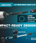 71 Piece 1/4 Inch Impact Socket Set With SAE And Metric Sockets, 90 Tooth Ratchet, impact-ready design, hex socket detail