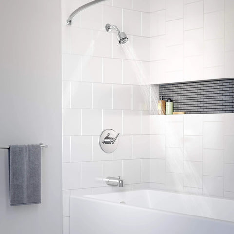 Bathroom with Tub And Shower Faucet Trim With Single-Handle, 1-Spray Showerhead, Polished Chrome Finish, 1.5 GPM Flow