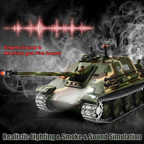 1/16 Scale RC Tank Jagdpanther Battle Ready With Smoke, Sound And Lights displaying engine and machine gun fire sounds
