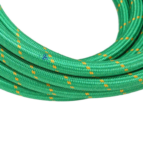 Close-up of green 5M Silicone Rubber Steam Hose For Ironing And Dryers Heavy Duty High Temp Steam Tubing with yellow stripes.