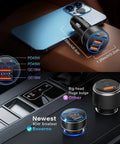 Usb C Car Charger Featuring 90W Fast Charging Multi Port Cigarette Lighter Adapter next to smartphone on leather surface.