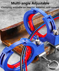 Beefy Heavy Duty Cable Tray Roller Guide For Easy Wire Laying And Pulling In Construction Projects Pro Grade Seamless Cable Routing With 65mm Opening And Reinforced Stainless Steel Clamps in use on metal beam
