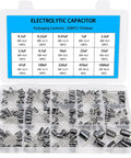 Electrolytic Capacitor Kit, 200 Pieces, 15 Value Assortment From 0.1uF To 1000uF, neatly organized in labeled box