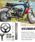 Heavy Duty Rear Sprocket 40 Tooth 90 Link 420 Chain Kit for Mini Bike Replacement displayed with black mini bike