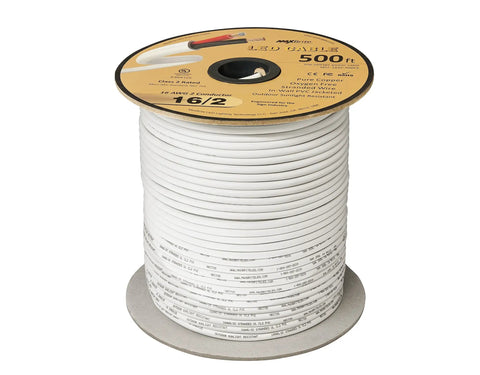 500 Ft 16 AWG Low Voltage LED Cable With 2 Conductors Jacketed in Wall Speaker Wire UL Class 2 Certified sunlight resistant spool