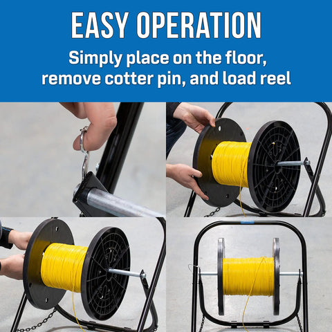 Heavy Duty Steel Cable Caddy With Wheels And Pull Strap, Holds Reels Up To 20 Inch Diameter And 100 Lb Capacity, assembly steps