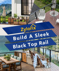 Rock Solid 12 Foot Aluminum Deck Railing Handrail In Matte Black With Rust Proof Powder Coating for stylish lake home porches.