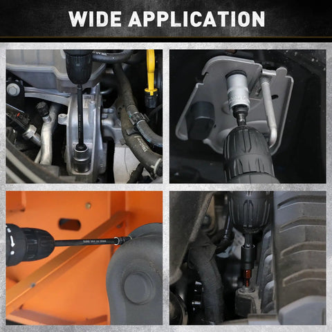 Drill using 11-Piece Impact Socket Adapter Set With One Quarter, Three Eighth, And One Half Inch Drives and Universal Hex Shank