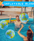 Adults playing with 12 Pack 16 Inch Inflatable World Globe Ball For Kids And Adults Cool Beach Pool Party Fun Bags Classroom Learning Geography